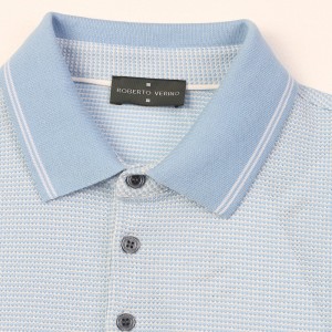 Double mercerized logo embroidered Men’s Jacquard Pique Polo shirt.