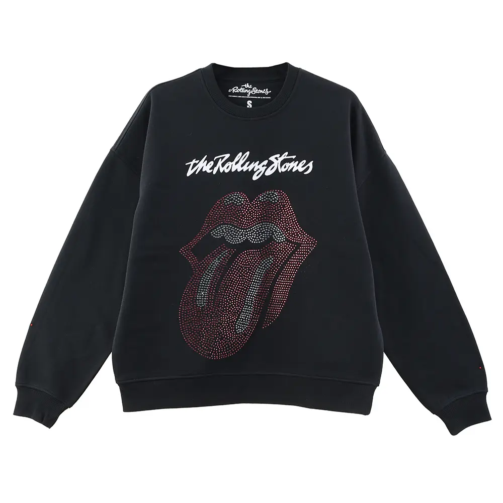 Custom Women Heat-setting Rhinestones Drop Shoulder Sweatshirts
