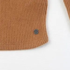 Lenzing Viscose women’s long sleeve rib brushed knotted collar crop top