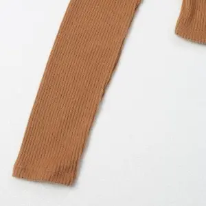 Lenzing Viscose women’s long sleeve rib brushed knotted collar crop top