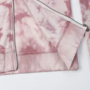 Tie dye women’s zip up casual pique hoodie