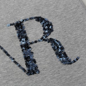 Women’s Sequin embroidery Men’s scuba fabric slim fit track pant crew neck sweater shirt