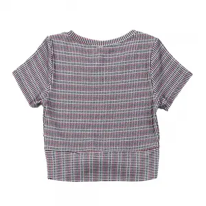 Yarn dye jacquard women’s cut out crop knot top