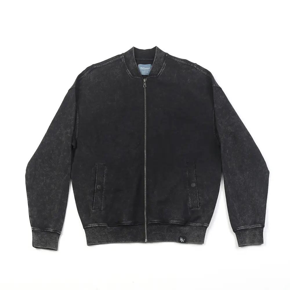 Snowflake washed men’s zip up french terry jacket