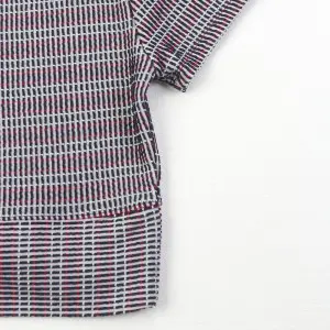 Yarn dye jacquard women’s cut out crop knot top