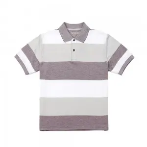 Mélange color Men’s Engineering stripe Jacquard collar polo